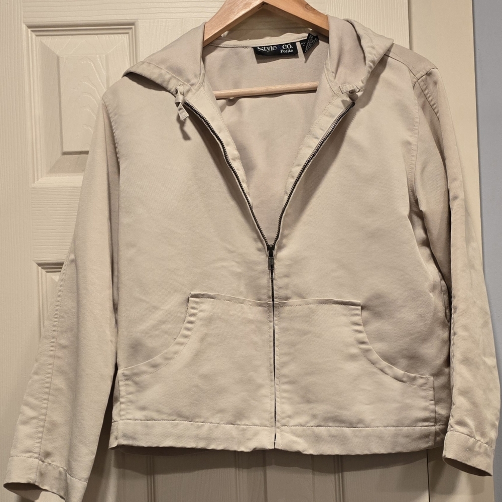 Style & Co. Women's Tan Hooded Utility Jacket